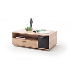 Pegane Table basse avec rangements en bois coloris chêne / graphite - L.115 x H.42 x P.70 cm