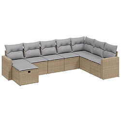 Maison Chic Ensemble à manger d'extérieur 8 pcs avec coussins,Salon de jardin,Mobilier de jardin mélange beige résine tressée -GKD531988