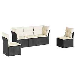 Maison Chic Salon de jardin 5 pcs avec coussins | Ensemble de Table et chaises | Mobilier d'Extérieur noir résine tressée -GKD86371