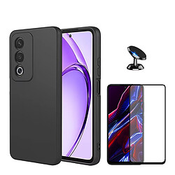 Kit De Film En Verre Trempé À Couverture Complète 5D + Couvercle En Silicone Liquide + Support Magnétique Phonecare Compatible avec Oppo A80 5G - Noir