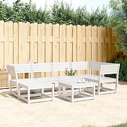 Maison Chic Salon de jardin 6 pcs | Ensemble de Table et chaises | Mobilier d'Extérieur blanc bois de pin massif -GKD20138