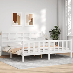 Acheter Maison Chic Lit Super King - Cadre de lit avec tête de lit blanc Size bois massif -MN71767