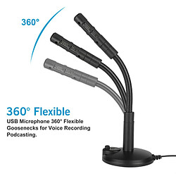 Universal USB micro flexible stand bureau enregistrer microphone pc bureau ordinateur portable noir