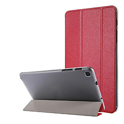 Etui en PU tri-fold en soie avec support rouge pour votre Samsung Galaxy Tab A 8.0 (2019)