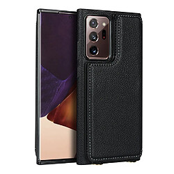 Coque en TPU + cuir véritable miroir avec porte-cartes et sangle noir pour votre Samsung Galaxy Note 20 Ultra