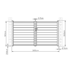 Vente-Unique Portail battant aluminium plein L305 x H166 cm blanc - NAZARIO pas cher