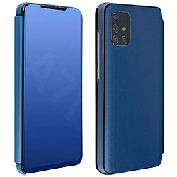 Avizar Housse Samsung Galaxy A71 Clapet Effet Miroir Support Vidéo Bleu