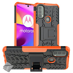 Htdmobiles Coque rigide anti choc pour Motorola Moto E20 / E30 / E40 + verre trempe - ORANGE