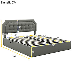 Avis KOMHTOM Lit plat rembourré gris 160 * 200cm, Design minimaliste, intérieur élégant