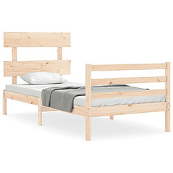 Maison Chic Cadre/structure de lit avec tête de lit pour adulte - Lit Moderne Chambre petit simple bois massif -MN81556