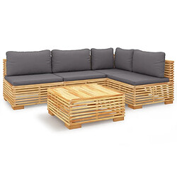 Maison Chic Salon de jardin 5 pcs + coussins - Mobilier/Meubles de jardin - Table et chaises d'extérieur Bois de teck solide -MN46970