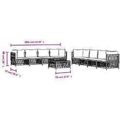 vidaXL Salon de jardin avec coussins 9 pcs anthracite acier pas cher