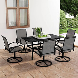 Salle à dîner de jardin 7 pcs,Table et chaise à manger Textilène et acier -MN30265