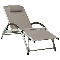 vidaXL Chaise longue avec oreiller Textilène Taupe