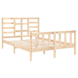 Avis vidaXL Cadre de lit sans matelas bois massif 140x190 cm