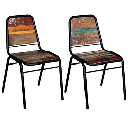 Acheter Decoshop26 Lot de 2 chaises de salle à manger cuisine style industriel bois de récupération solide CDS020284