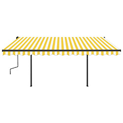 Avis Maison Chic Auvent manuel rétractable,Store manuel de porte avec LED 5x3,5 m Jaune et blanc -GKD78786