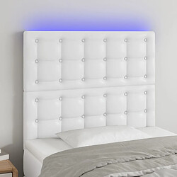 Maison Chic Tête de lit scandinave à LED,meuble de chambre Blanc 100x5x118/128 cm Similicuir -MN13265