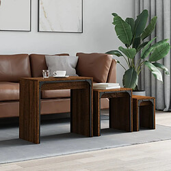 Maison Chic Lot de 3 Tables basses gigognes pour salon | Table à café chêne marron bois d'ingénierie -GKD22672