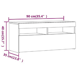 vidaXL Meuble TV avec lumières LED Sonoma gris 90x35x40 cm pas cher