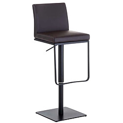 Decoshop26 Tabouret de bar x1 avec repose-pieds plaque de base carrée en métal noir assise en PVC marron 10_0005302