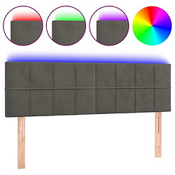 vidaXL Tête de lit à LED Gris foncé 144x5x78/88 cm Velours