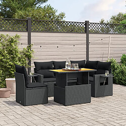 vidaXL Salon de jardin 6 pcs avec coussins noir résine tressée