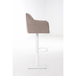 Avis Decoshop26 Tabouret de bar chaise haute de comptoir couture carrées assise en tissu marron terre cadre en métal blanc 10_0004756