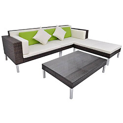 Maison Chic Salon de jardin 4 pcs + coussins - Mobilier/Meubles de jardin - Table et chaises d'extérieur Résine tressée Marron -MN21199