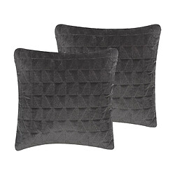 Beliani Lot de 2 coussins LALAM Coton 45 x 45 cm Unicolore Gaufré Gris