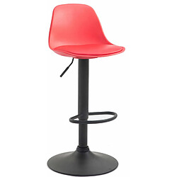 Decoshop26 Tabouret de bar avec repose-pieds design moderne dossier en plastique et synthétique rouge pieds noir mat 10_0000796