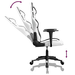 Maison Chic Chaise de jeu, Chaise gaming de massage, Fauteuil gamer d'ordinateur,Chaise de Bureau Blanc et noir Similicuir -GKD13766 pas cher