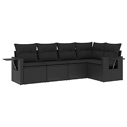 Maison Chic Salon de jardin 5 pcs avec coussins | Ensemble de Table et chaises | Mobilier d'Extérieur noir résine tressée -GKD36544