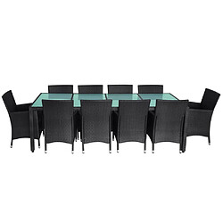 Acheter Maison Chic Salon de jardin 11pcs + coussins - Mobilier/Meubles de jardin - Table et chaises d'extérieur Résine tressée Noir -MN37244