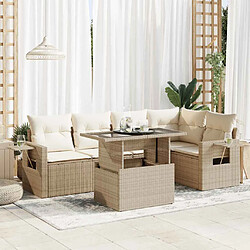 vidaXL Salon de jardin avec coussins 6 pcs beige résine tressée