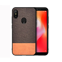 Wewoo Coque Rigide Étui de protection en PU + tissu pour épissage antichoc Xiaomi Redmi 6 Pro Marron