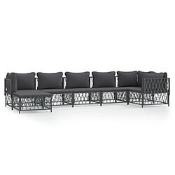 Maison Chic Salon de jardin 7 pcs + coussins - Mobilier/Meubles de jardin - Table et chaises d'extérieur anthracite acier -MN10122