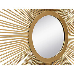 Avis Vente-Unique Miroir mural soleil en métal - D. 70 cm - Doré - LEVANZO