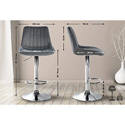 Non Lot de 2 tabourets de bar Toni velours chrome