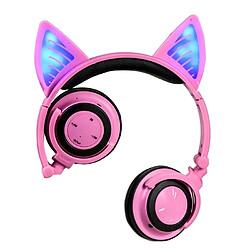 Avis Wewoo Pour iPhone, Galaxy, Huawei, Xiaomi, rose LG, HTC et autres smartphone Pliable sans fil Bluetooth V4.2 Glowing Cat Ear Casque Gaming Headset avec LED Light & Mic,