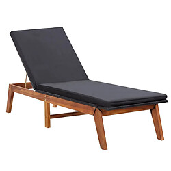 Maison Chic Chaise longue | Transat Bain de soleil et coussin Résine tressée et bois d'acacia massif -GKD82585