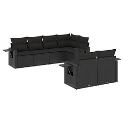 Maison Chic Ensemble Tables et chaises d'extérieur 7pcs avec coussins,Salon de jardin noir résine tressée -GKD462022