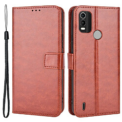 Htdmobiles Housse pour Nokia C21 Plus - etui coque pochette portefeuille + film ecran - MARRON