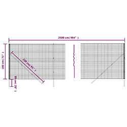 Acheter vidaXL Clôture en treillis métallique anthracite 1,8x25 m