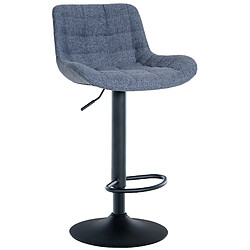 Decoshop26 Tabouret de bar x1 structure métallique noir assise en tissu bleu avec surpiqûres 10_0005449