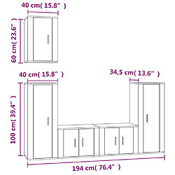 vidaXL Ensemble de meubles TV 5 pcs Noir Bois d'ingénierie pas cher