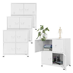 ML DESIGN MODERN LIVING Lot de 4 armoires de bureau Armoire de classement Armoire en acier avec étagères pas cher