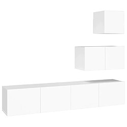 Maison Chic Ensemble de meubles TV 4 pcs | Banc TV Moderne pour salon | Meuble de Rangement - Blanc Bois d'ingénierie -MN50008