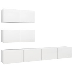 Maison Chic Ensemble de meubles TV 4 pcs | Banc TV Moderne pour salon | Meuble de Rangement - Blanc Aggloméré -MN59286