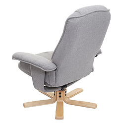 Mendler Fauteuil de télé M56, fauteuil de relaxation avec tabouret, tissu ~ gris clair pas cher